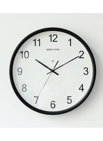 Buy Non-Ticking Silent Large Numeral 30x30cm Voice Control LED Blue Light Battery Operated Quartz Classic Decor Wall Clock Easy to Read for Bedroom Home Kitchen Office School in UAE