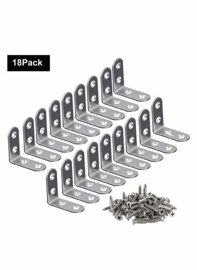 Buy Stainless Steel Corner Braces, 40mmx40mm Heavy Duty Corner Steel Joint Right Angle L Bracket Brace Set with Screws for Shelves Furniture Wood Wall Hanging Fastener 18 Pcs in Saudi Arabia