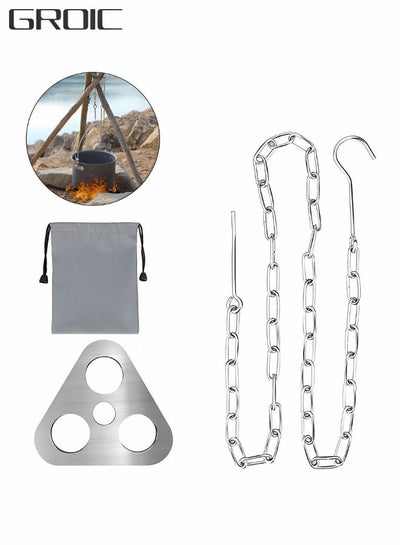 Buy Camping Tripod Board,Tripod Board for Outdoor Camping,Turn Branches into Campfire Tripod, Stainless Steel Campfire SuppoPlate with Adjustable Chain for Hanging Cookware Campfire Cooking Accessories in UAE