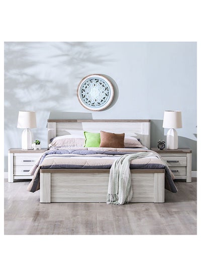 اشتري Olivos Queen Size Bed Frame Queen Bed Sturdy Modern Design Wooden Double Bed Furniture Comfortable Bed For Bedroom Ash Grey/Oak في الامارات