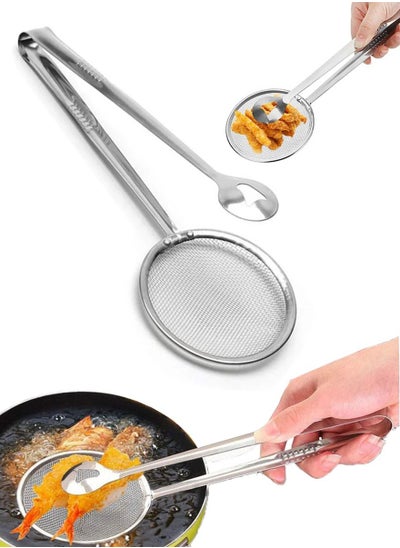 Buy Stainless Steel Food Strainer Tong Perfect For Oil Frying And Serving Food, Multifunctional Strainer with Clip, Oil Frying BBQ Filter, Stainless Steel Mesh Strainer For Cooking Frying And Serving in Saudi Arabia