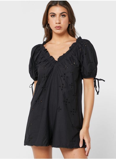 Buy Full Sleeve V Neck Playsuit in Saudi Arabia