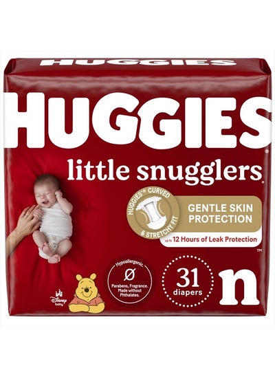 Buy Huggies Newborn Diapers, Little Snugglers Baby Diapers, Size Newborn (up to 10 lbs), 31 Count in UAE