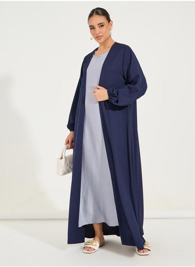 Buy Solid Cuffed Long Sleeve Abaya in Saudi Arabia