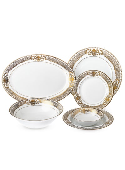 Buy Dinner set 18 pieces golden engraving porcelain in Saudi Arabia
