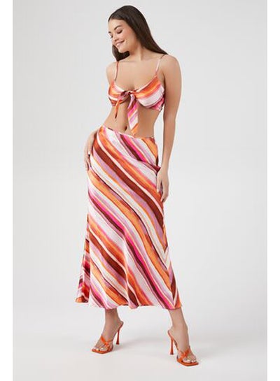 Buy Striped Satin Maxi Skirt in Egypt