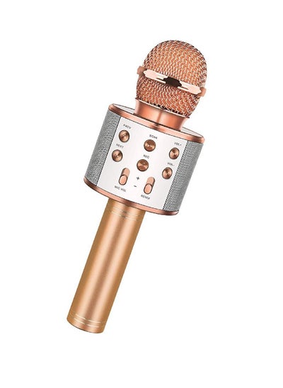 Buy Wireless Bluetooth Karaoke Microphone, 3-in-1 Portable Handheld Mic Speaker for All Smartphones Gifts For Girls Kids Wireless Speaker With Microphone WS-858 Rose Gold in UAE