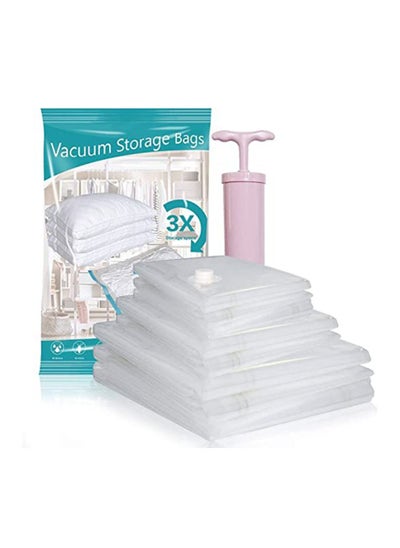 اشتري Vacuum Storage Bags 8 Pieces (3 x Jumbo, 2 x Large, 3 x Medium) for Comforters Blankets Clothes Pillows Travel Space Saver Seal Bag Hand Pump Included في الامارات