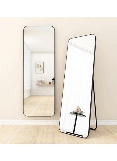 Buy Length Mirror 155x45cm, Floor Mirrors with Aluminum Alloy Frame Free-Standing Leaning Large Bedroom Dressing Mirror, Full Body Mirror with Stand for Living Room,Bedroom,Black in Saudi Arabia