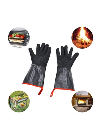 اشتري Heat Resistant Gloves Long Sleeve Grill Waterproof Oil Splash Proof Steam Barbecue Flame Retardant High Temperature Resistant Acid Base Corrosion Gloves في الامارات