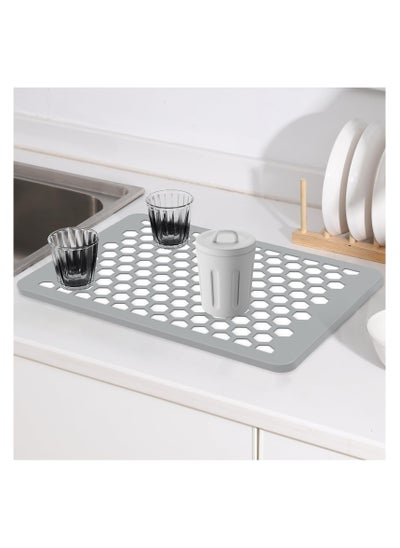 Buy Dish Drying Mat for Kitchen Diatomite, Ultra Absorbent Dish Drying Mat Quick Dry Silicone Drying Mat Dishes, Fast Drying, Non Slip, Heat Resistant for Home Kitchen Countertop Tableware Dish Rack in Saudi Arabia