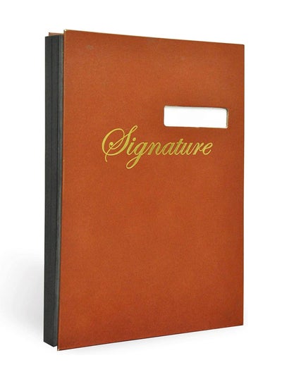 Buy FIS Signature Book, Vinyl Material Cover, 18 Sheets with Window, Brown Colour, 240 x 340 mm - FSCL18WINDOW in UAE