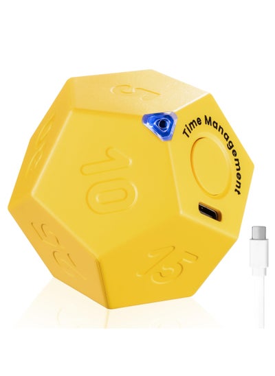 Buy Cube Timer, Rotating Productivity Timer, Rechargeable Desk Timer Dodecagon with Sound Vibrate Light Alarm Flip Timer for Time Management Kids ADHD 1 3 5 10 15 20 25 30 45 60 90 Minute in UAE