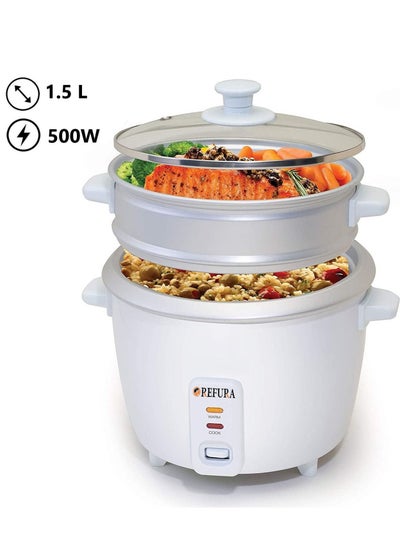 Buy 2 in 1 Rice Cooker & Steamer 1.5 L / Non-Stick Removable Bowl / Keep Warm Functionality / 500 Watts / Includes Measuring Cup & Spatula | RE-619 | Kitchen Appliances in Saudi Arabia