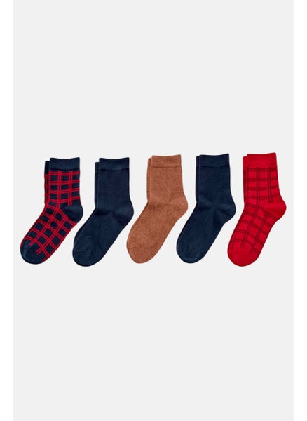 اشتري Men 5 Pair Knitted Socks, Navy/Red Combo في الامارات