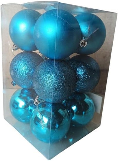 اشتري 12pcs 6cm Modern Christmas Tree blue Balls Ornaments Christmas Wedding Party Hanging Ornament Christmas Decoration في مصر