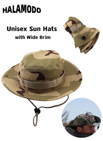 Buy Unisex Sun Hats with Wide Brim Outdoor Sun Protect Hat UPF 50+ Boonie Hat Foldable Classic Bush Jungle Sun Cap for Fishing Hunting Camping in UAE