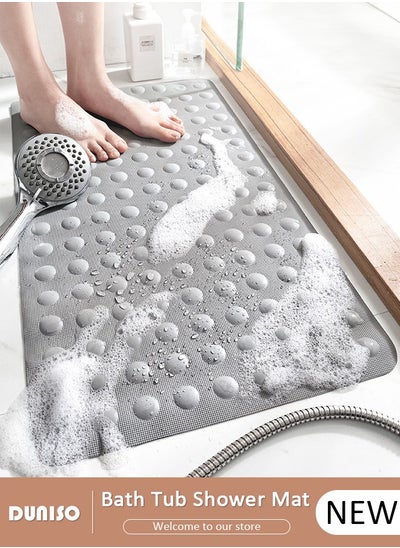 Buy Rubber Mat Anti Slip Bathroom Mat Shower Mat Waterproof Mat Foot Massage Mat With Drain Holes And Suction Cups 40*70cm Bath Mat For Tub, Toilet And Bathroom Floors Grey in UAE