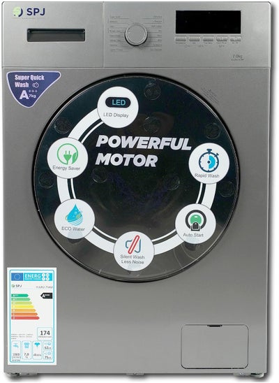 Buy SPJ 7KG Front Load Washing Machine, Fully Automatic Washing Machine, Washing Machine Automatic, Double Layer Front Door & Multiple Programs, Energy Saving - Dark Grey, FLGRU-7FAM in UAE