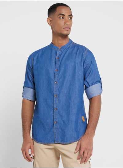 Buy Thomas Scott Men Blue Smart Slim Fit Opaque Casual Shirt in Saudi Arabia