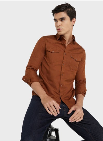 اشتري Men Brown Regular Fit Solid Sustainable Casual Shirt في السعودية