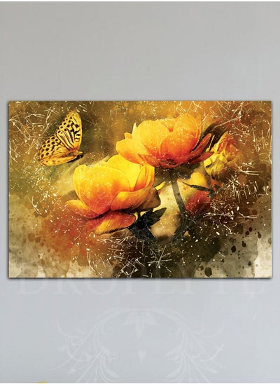 Buy Attractive Butterfly and Flower Painting Decorative Wall Art Wall Decor Card Board MDF Home Decor 60CM x 40CM in Saudi Arabia