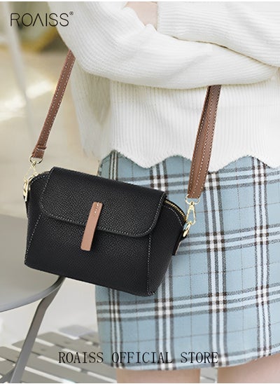 اشتري Women's New Fashion Bags Soft Leather Simple Classic Crossbody Bag Double Layer Compartment Magnetic Closure Handbag Shell Bag في السعودية