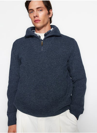 اشتري Indigo Regular Fit Zippered Turtleneck Knitwear Sweater TMNAW22KZ0347 في مصر