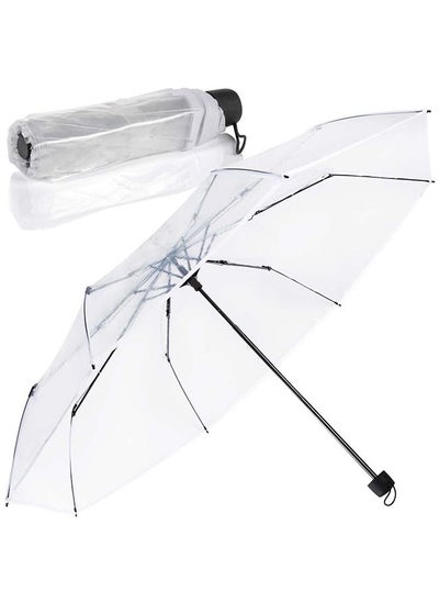 Buy Folding Umbrellas Travel Umbrella, Transparent Umbrella Pocket Umbrella, Portable Compact Protection, Small Light Weight Waterproof, Rain and Sun Umbrella Elegant Umbrella In Transparent in Saudi Arabia