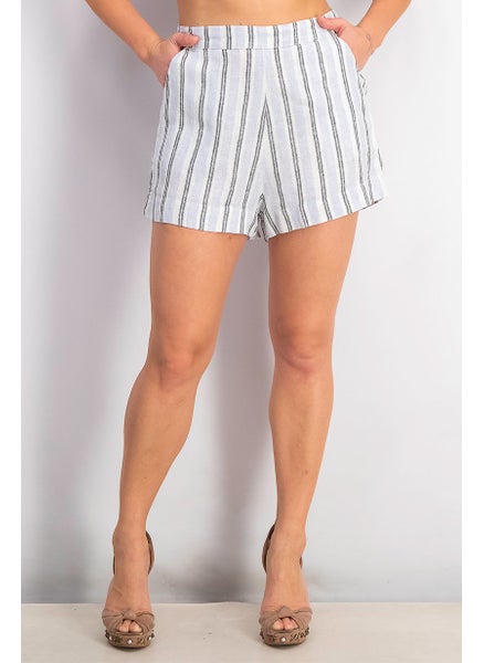 Buy Women Stripe Pull On Short, Blue Combo in Saudi Arabia