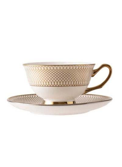 Buy 1 Cup 1 Saucer Phnom Penh Ceramic Coffee Cup And Saucer Afternoon Flower Tea Cup 220ml in UAE