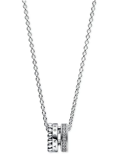 Buy Pandora Signature Sterling Silver Pavé Cubic Zirconia Halo Necklace in UAE