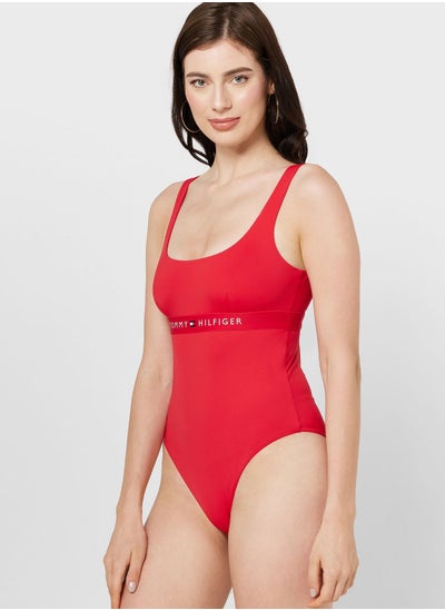 Buy Logo Detail High Leg Swimsuit in UAE