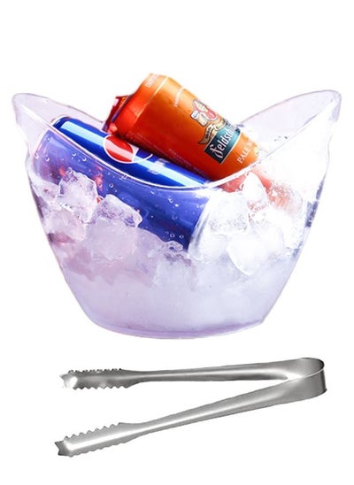 Buy Transparent Ice Bucket And Tong for Parties Beverage Bucket Holder 3.5L in UAE