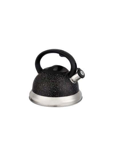 Buy 3-liter stainless steel kettle with whistle, black granite in Egypt