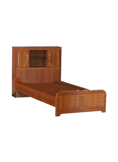 Buy Wooden Bed and Headboard Storage Size 90x190 Brown in UAE