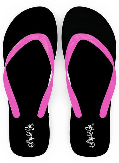 Buy black basic slipper with pink strap in Egypt