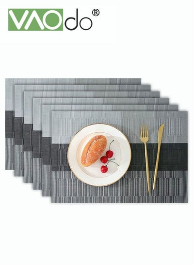 Buy 6PCS Placemats High-quality PVC Material Woven Texture Heat Insulation Oil Resistance Not Easy to Mold Suitable for Home Hotels Restaurants Cafes Etc Gray in Saudi Arabia