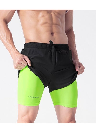 اشتري Men's Quick-drying Sports Basketball Marathon Running Fitness Shorts Fake Two Anti-slip Swimming Shorts في الامارات