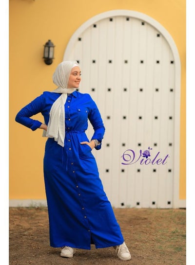 Buy Blue Maxi shirt dress in Egypt