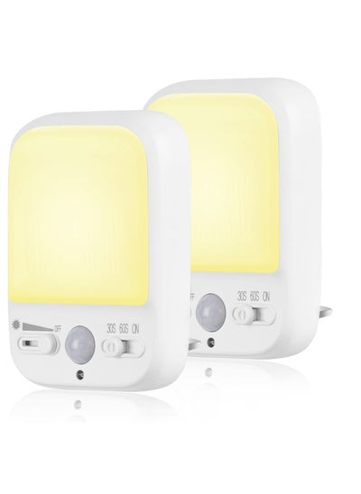 Buy 2PC Motion Sensor LED Night Light with 4 Lighting Modes, Adjustable Warm White Glow, Suitable for Baby, Kids, Hallways, and Stairs in UAE