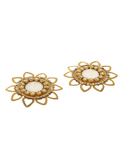 Buy Karisma Patra Diyas, Gold & Clear - Set of 2 in UAE