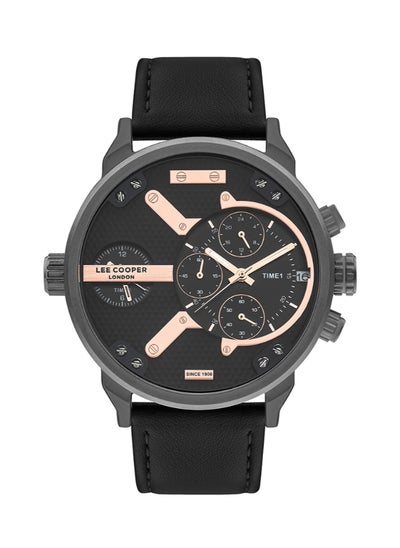 اشتري Lee Cooper Men's Quartz Movement Watch, Multi Function Display and Leather Strap - LC07491.061, Black في الامارات