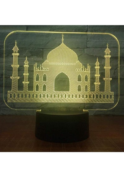 Buy 3D Illusion Lamp Remote Control Multicolor Night Light LED Multicolor Night Lights 3D Islamic Architecture Kids Home Bedroom Decoration Kids Gift Night Lamp in UAE