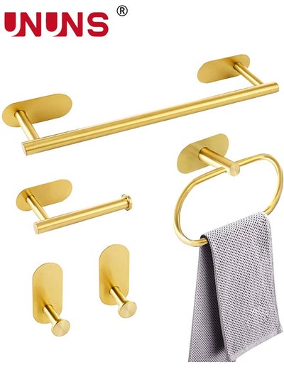 Buy Bathroom Hardware Accessories,5PCS Stainless Steel Bathroom Adhesive Towel Rack Set,Wall Mount Towel Ring Robe Towel Hooks For Bathroom in UAE