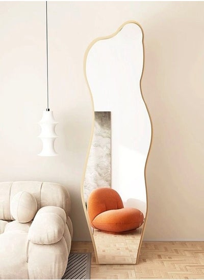 Buy Irregular Clouds Shaped Asymmetrical Mirror Unique Shape Mirror Large Irregular Decorative Floor Full length Body Mirror Beige 150x40cm in Saudi Arabia