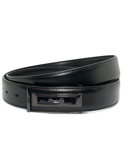 اشتري Classic Milano Men’s Leather Belt for men Fashion Belt Ratchet Dress Belts for men with Profile Plate Buckle for Men's Belt Enclosed in an Elegant Gift Box (Black) by Milano Leather في الامارات