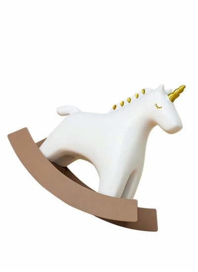 Buy Rocking Horse Figurine Unicorn Statue Animal Cake Topper Desktop Decor Modern Art Fireplace Decoration in UAE