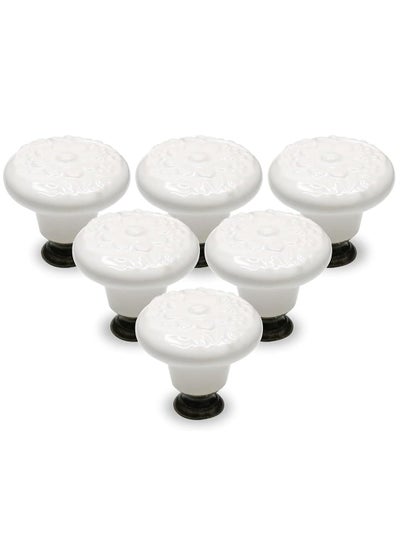 اشتري Drawer Knobs Greyish White Cabinet Knobs Retro Ceramic Dresser Knobs 33mm Drawer Knobs Door Knobs Drawer Pulls Dresser Handles with Mounting Screws 6pcs 1.3" في السعودية