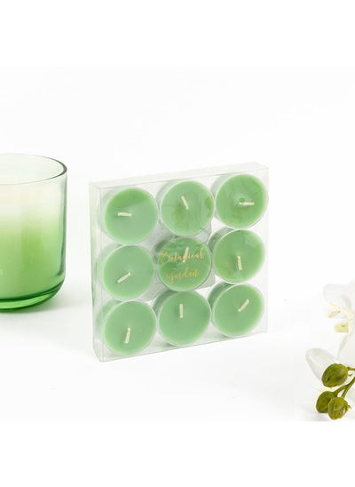 Buy 9-Piece Cozy Home Botanical Garden Tealight Candle Set, Green in UAE